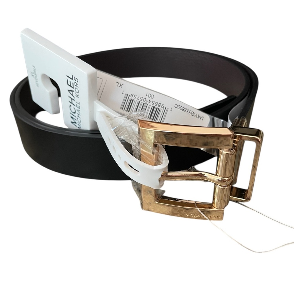 Michael Kors Women’s Size XL MKWB533800C LEATHER Twist Reversible Belt NWT